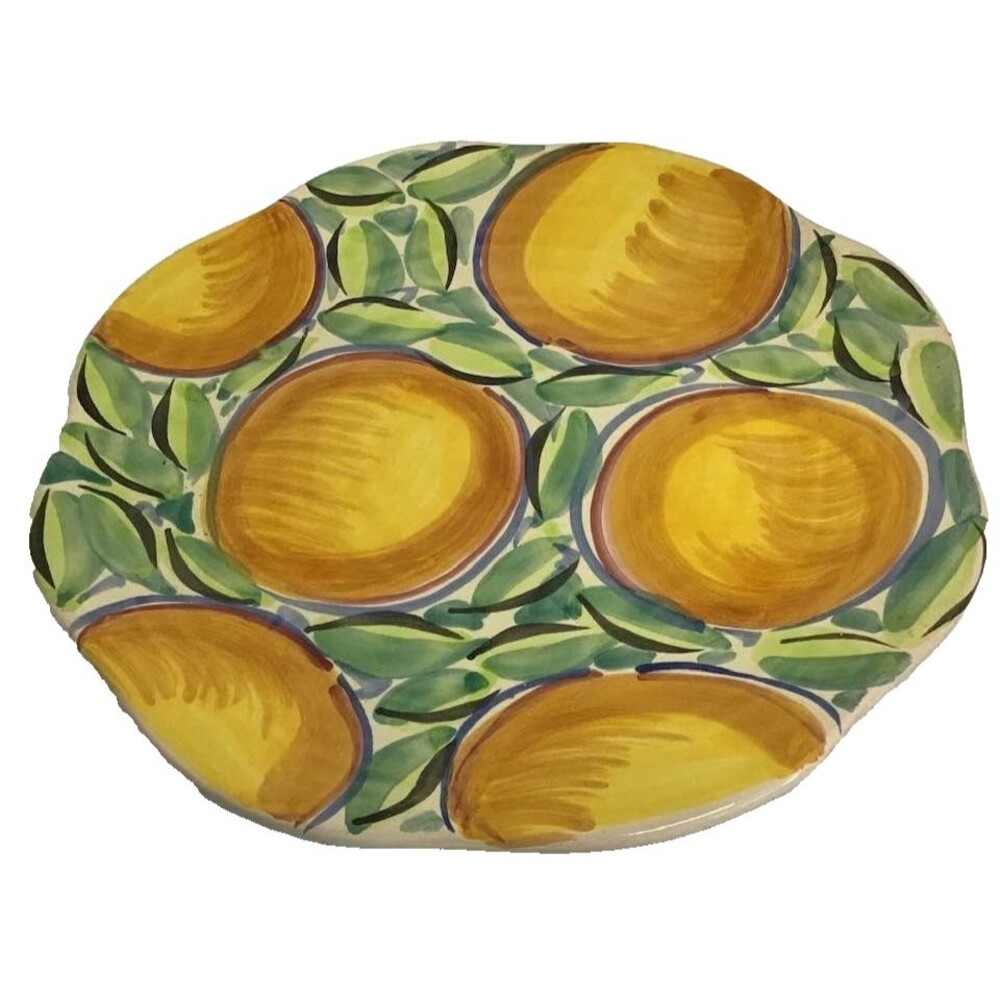 Molde Portugal Plate Oranges Lemon Citrus Leaves Hand Painted Art Fruit 9"
